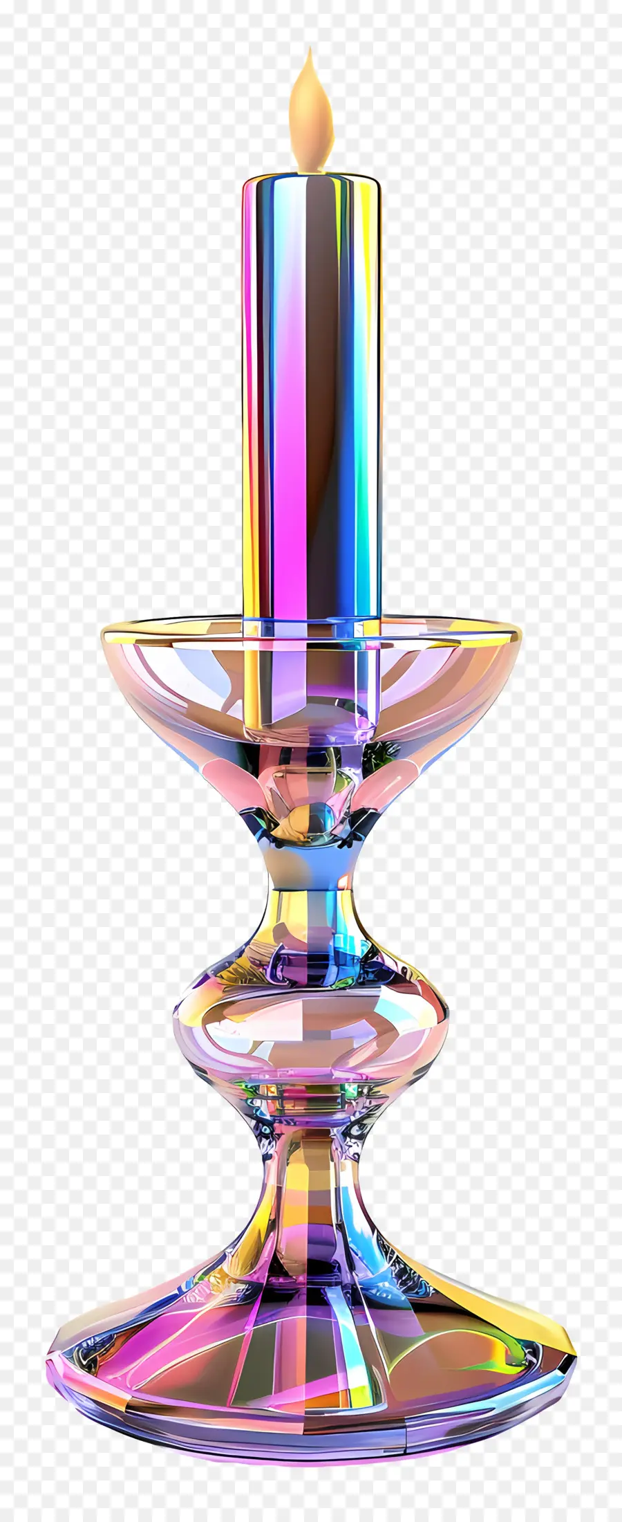 glass candlestick holder crystal candle holder amethyst flame transparent base metal base