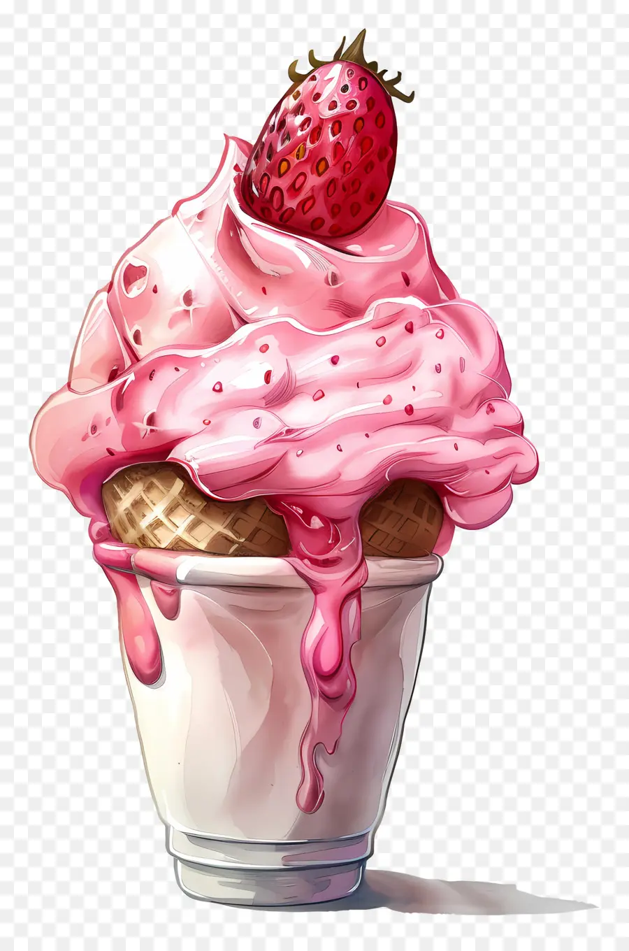 ice cream strawberry strawberry ice cream sundae cherry dessert