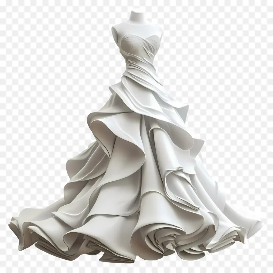 Cưới - Váy giấy trắng với xù lông, nền đen