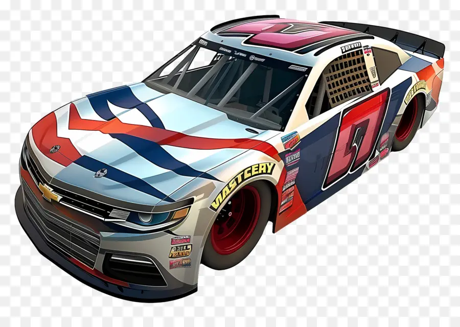 NASCAR DAY NASCAR Car Patriotic Flag Design Red und Blue Striping Futuristisches Design - Patriotisches NASCAR -Autodesign mit kräftigen Farben