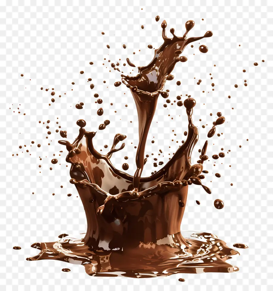 Schokolade splash - Schokoladenspritzer auf dunklem Hintergrund, hoher Winkel