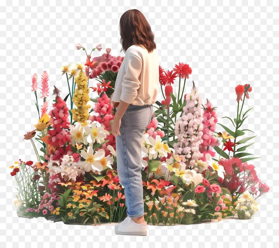 người phụ nữ hoa hoa tự nhiên - Người phụ nữ đứng trước hoa