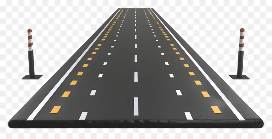 Coni di traffico stradale dritte Costruzione di asfalto stradale - Strada vuota con coni di traffico