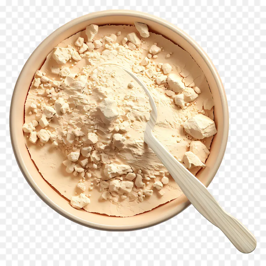 protein powder white powder bowl spoon fine texture