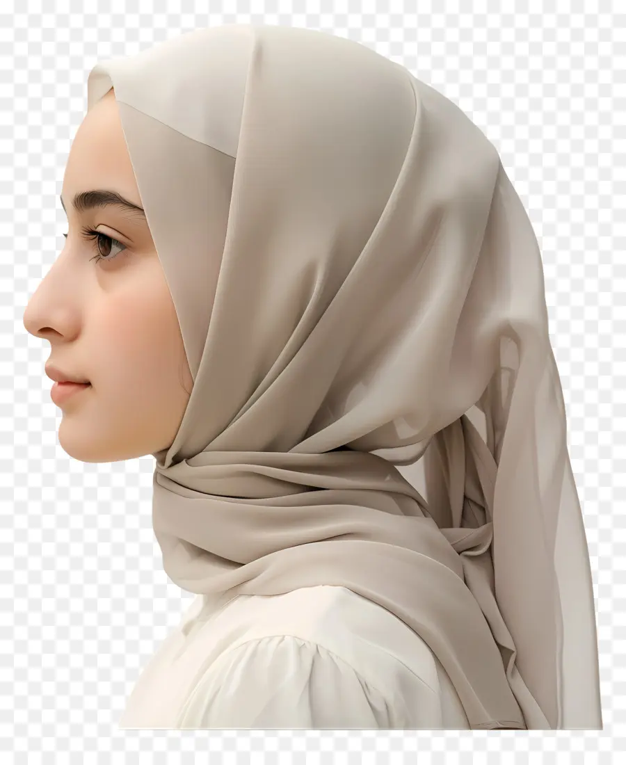 Hijab - Frau im weißen Hijab mit geschlossenen Augen