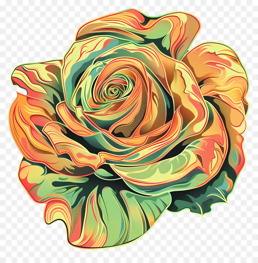 Rose - Lebendige Rose mit komplizierten Farben und Mustern