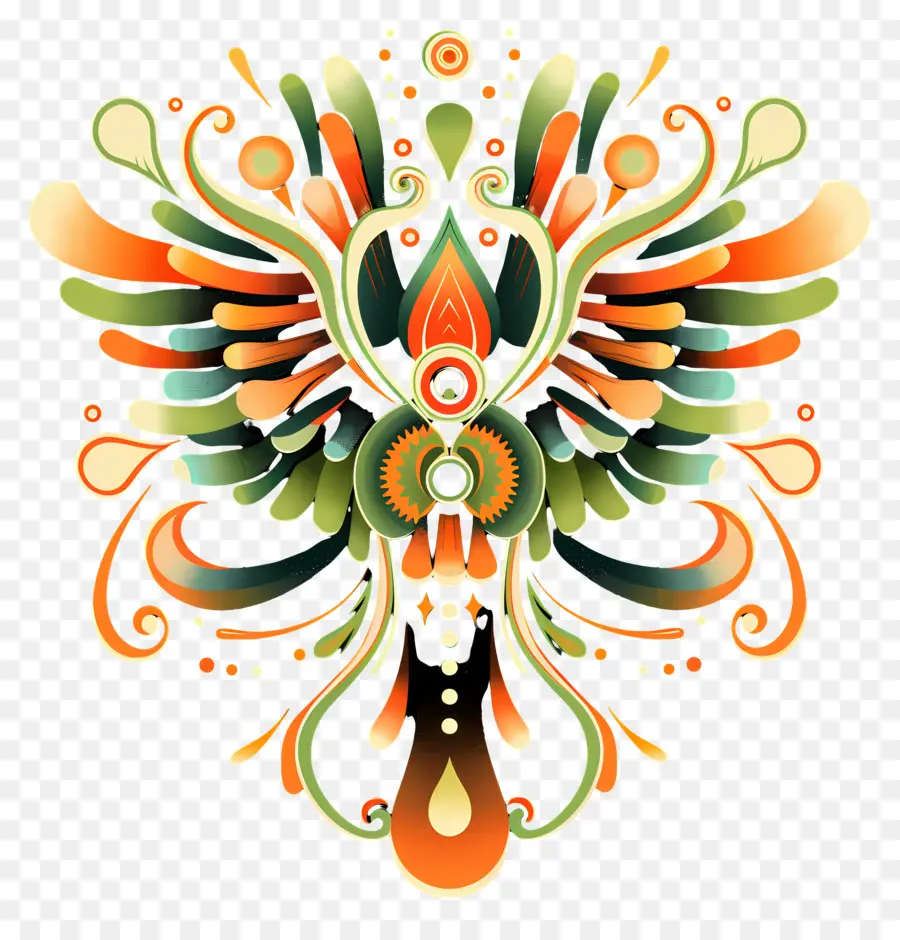 line art phoenix vibrant artistic colorful