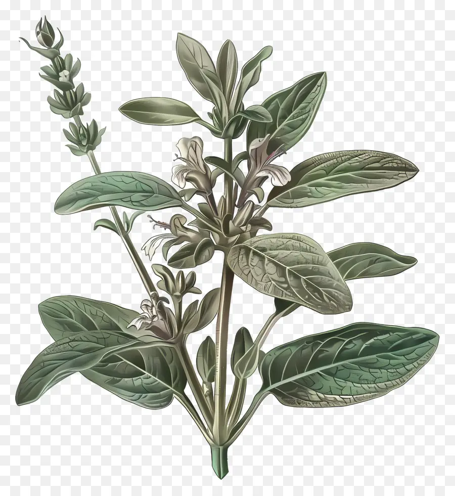 sage flower plant green leaves white flowers long thin leaves