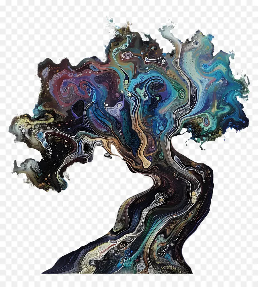 Iridescence vibrante albero vibrante colorato fogliame di pittura di pittura arte realistica dell'albero - Albero vibrante e colorato senza foglie