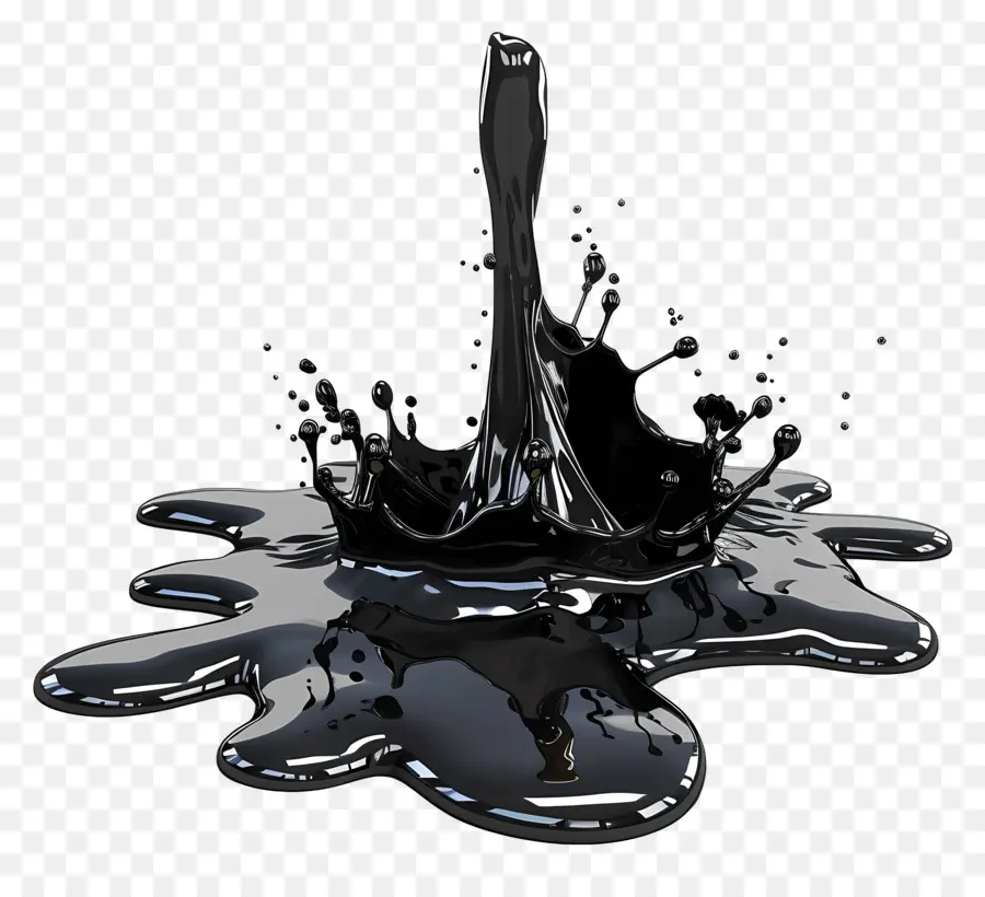 Schwarzöl wirbelnde flüssige Pfütze Silhouette - Wirbeln Sie schwarze Flüssigkeit mit Wassertropfen Silhouette
