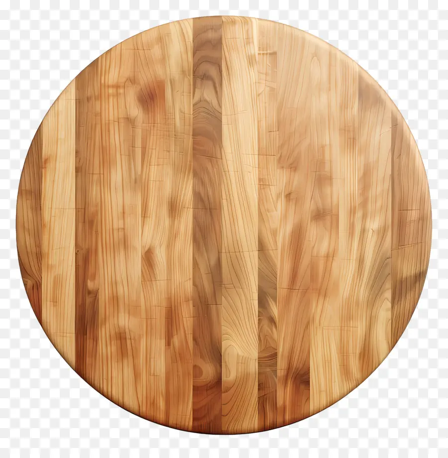 tavolo in legno Vista top tagliere in legno forma rotonda utensili da cucina superficie liscia - Tagliere di legno rotondo liscio su sfondo nero