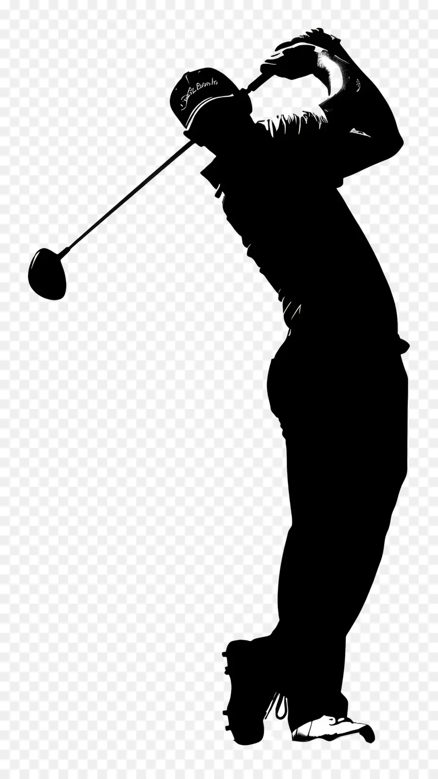 Golfmann Silhouette Golf Man Swinging Club - Mann Swinging Golf Club im monochromen Bild