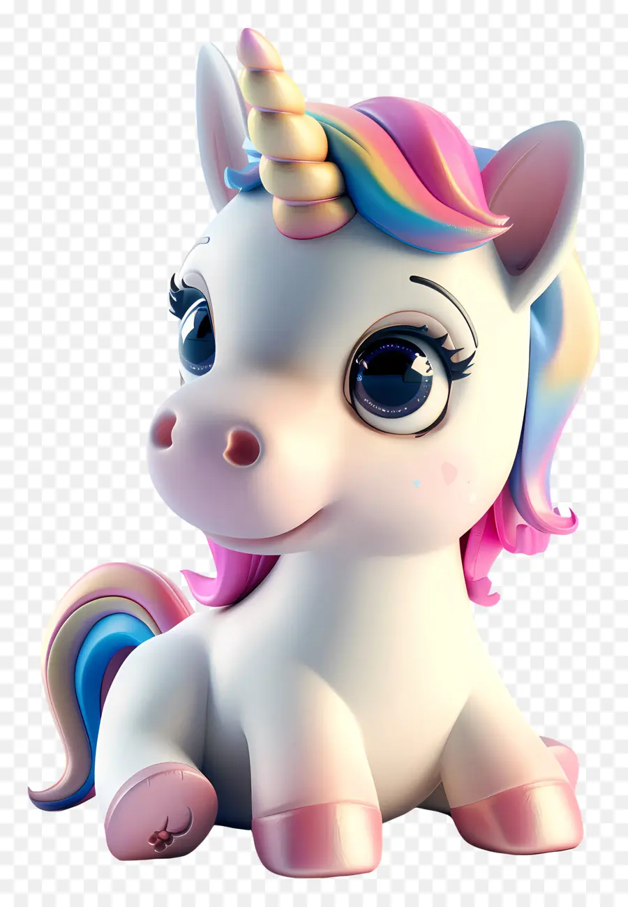 unicorno - Cartoon unicorno con espressione giocosa, caratteristiche colorate