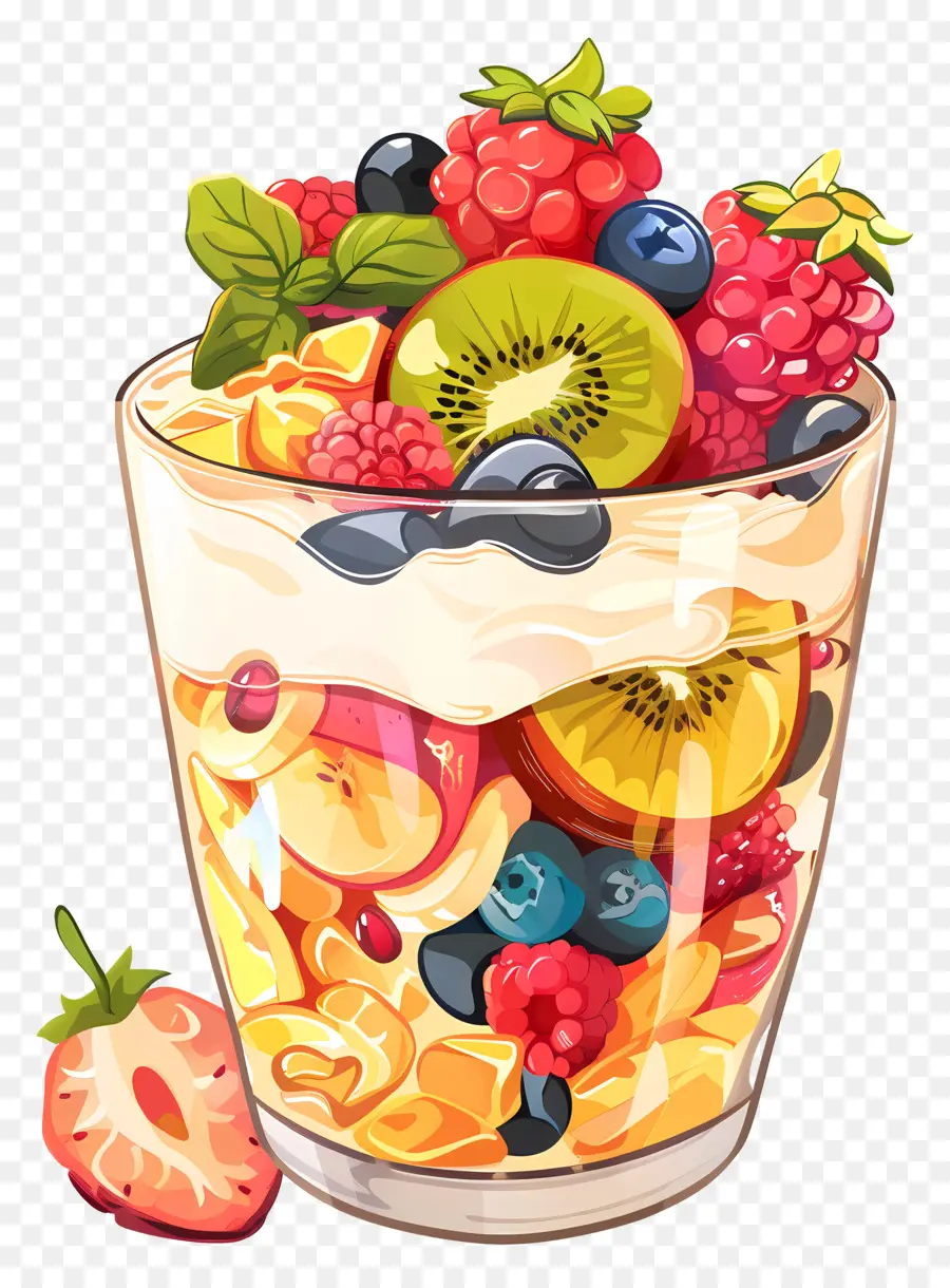 Bữa sáng lành mạnh pudding trái cây tươi quả hạt quả - Bánh pudding trái cây với trái cây và các loại hạt tươi
