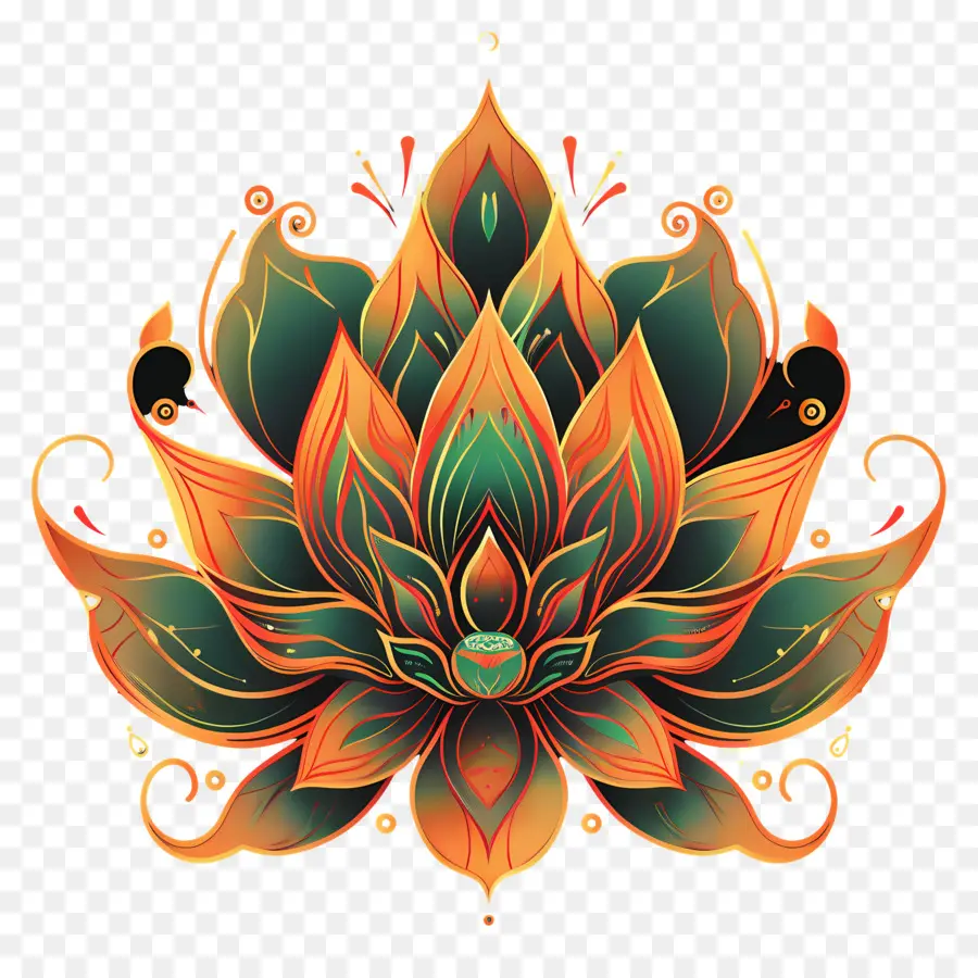 fiore di loto - Design di fiori di loto colorato e intricato con turbini