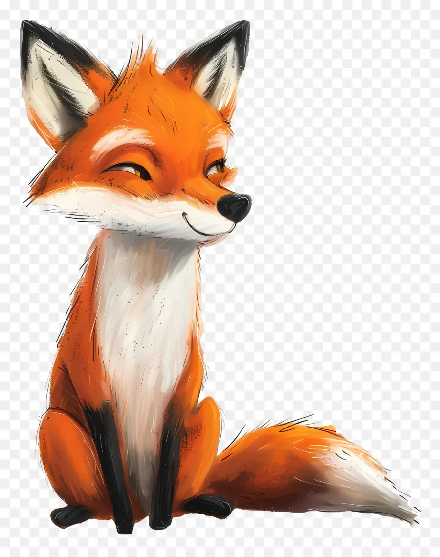 Fox Cartoon - Netter lächelnder Fuchs im roten Mantel