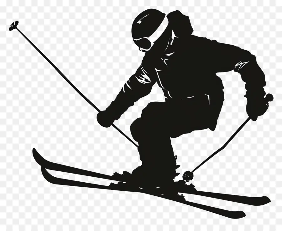 uomo da sci freestyle silhouette sci sciano neve pendenza - Sci a mezzogiorno su pendio ripido