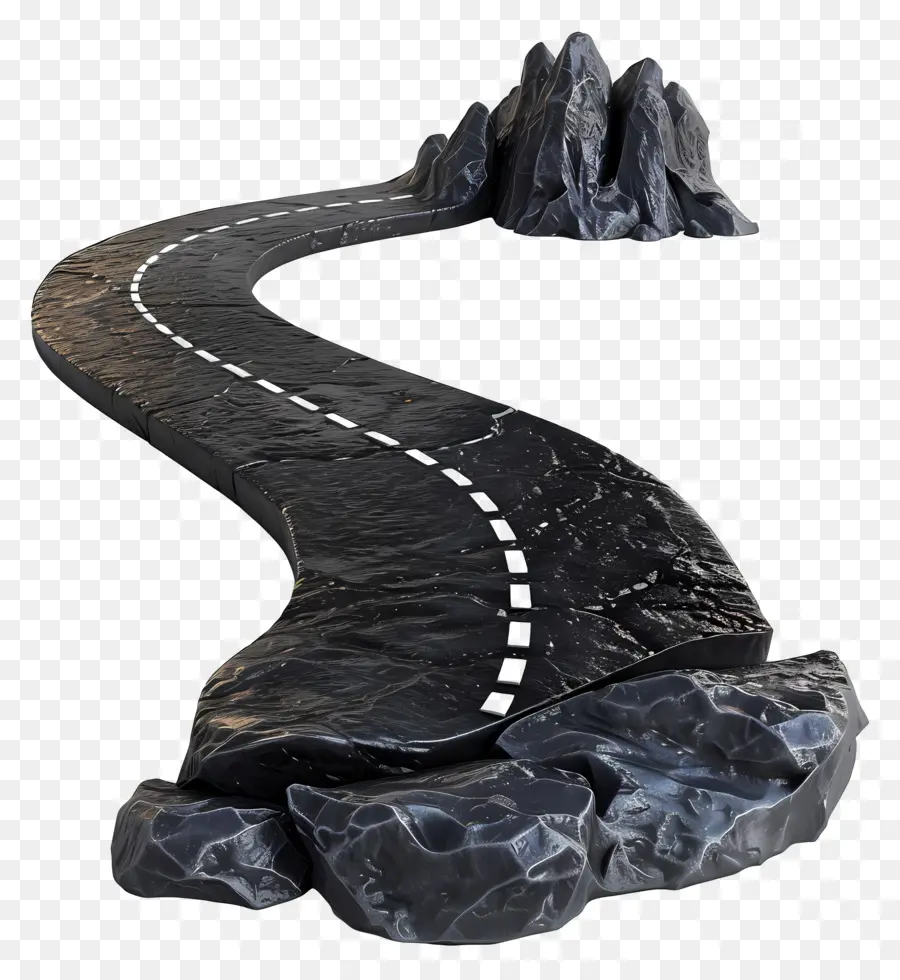 Black Road Mountain Road Cliff 3D Rendering Rocky Terrain - Rendering 3d di tornante strada di montagna