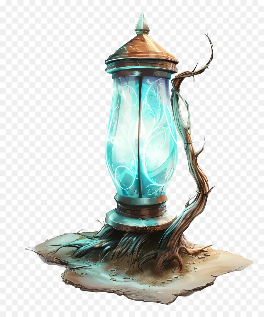 Glow Light Lantern Tree Tree Moon Rocky Surface - Lanterna di vetro con albero, luna, sfondo roccioso