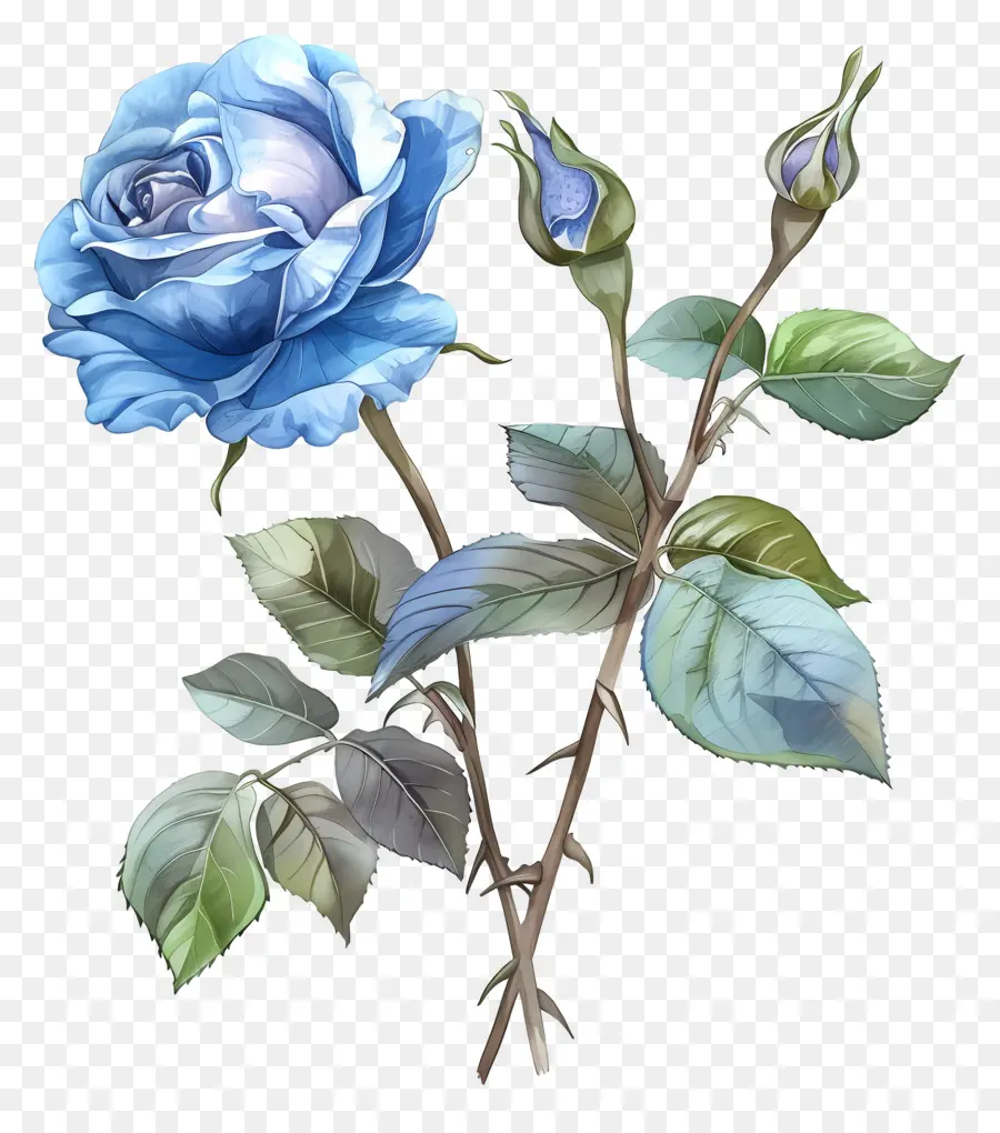 Rosa blu - Rosa blu con centro rosa pallido, foglie