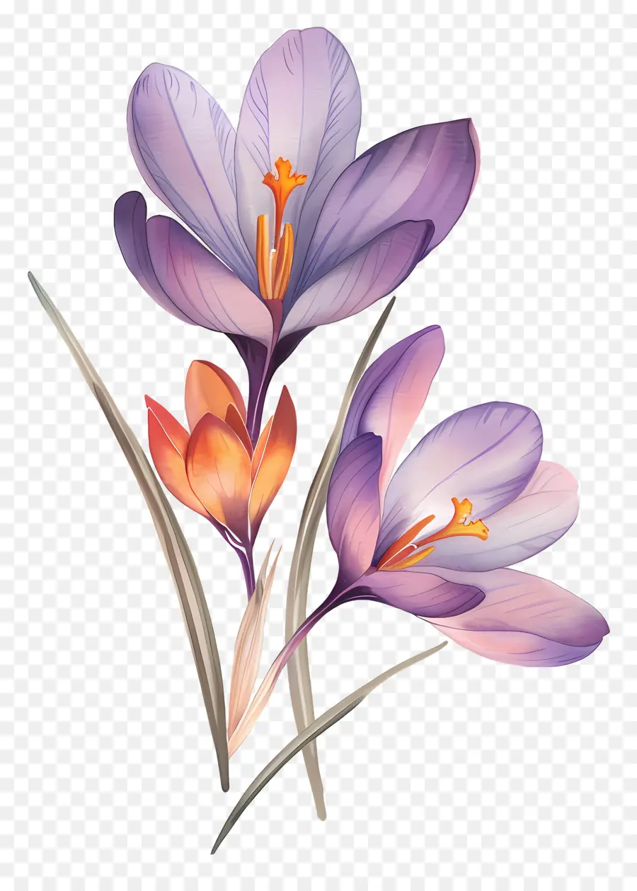 Saffron crocus crocus purple hoa lò xo - Hai crocuses màu tím đối diện ngay trên màu đen