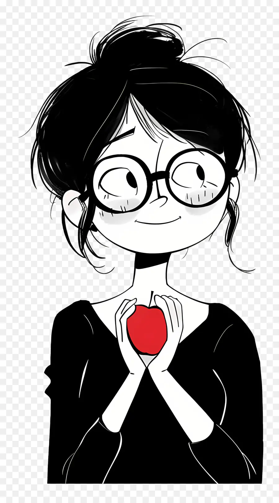bicchieri - Persona con occhiali che tengono in mano la mela