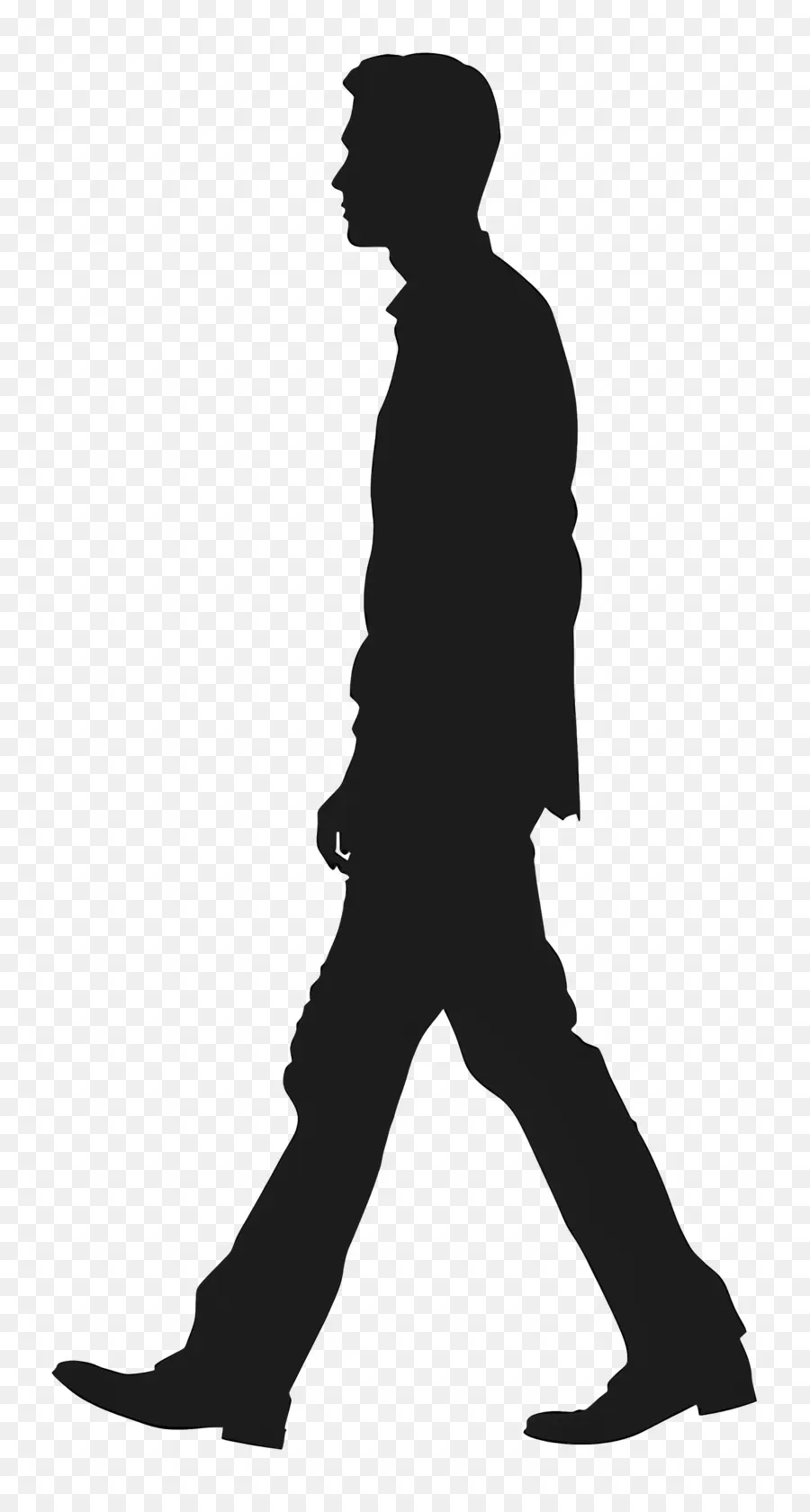 da uomo silhouette silhouette uomo che cammina camicia nera determinata - Silhouette di un uomo determinato che cammina con le braccia incrociate