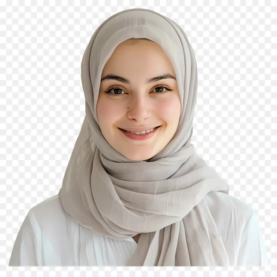 toni neutrali hijab donna musulmana hijab moda modesto abbigliamento islamico - Giovane donna sorridente in hijab e occhiali