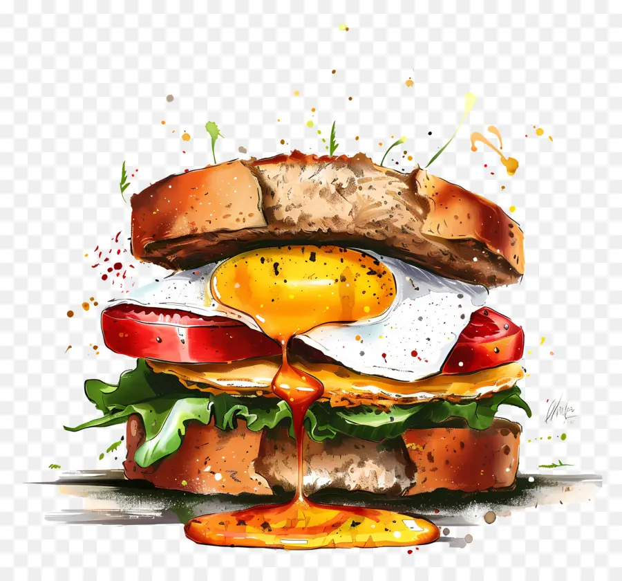 Tomaten - Köstlicher Burger mit Speck, Ei und Gemüse