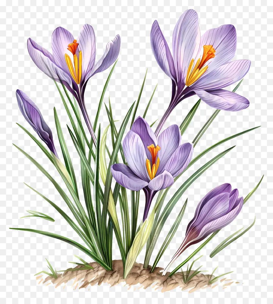 zafferano crocus viola crocuse fiori fioritura primaverile - Vibranti cocus viola che fioriscono su sfondo nero