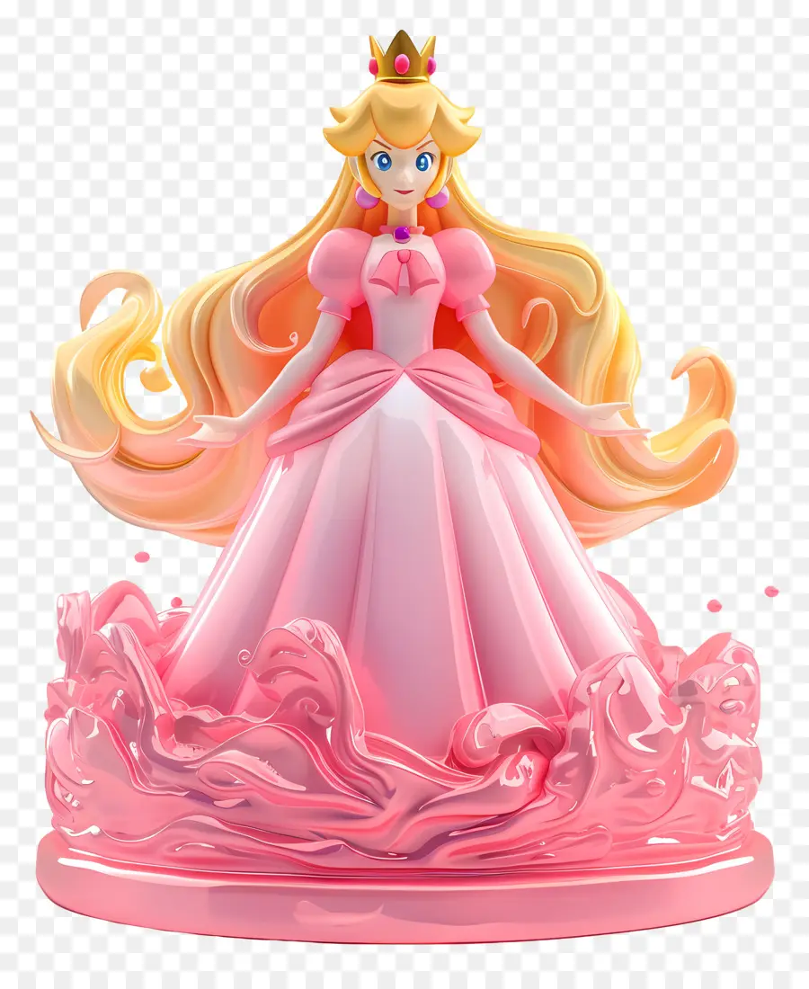 principessa pesca - Statua della principessa rosa in piedi sopra la pozza di liquido