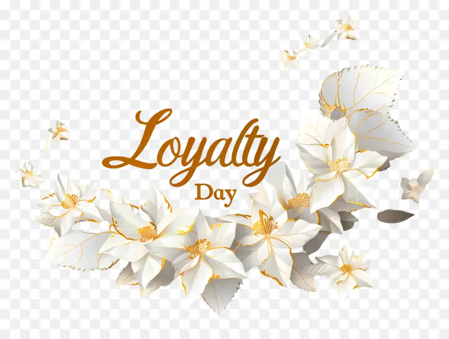 Loyalitätstag Loyalität Blumen Gold Weiß weiß - Schwarzer Hintergrund mit weißen Blumen, goldene Akzente