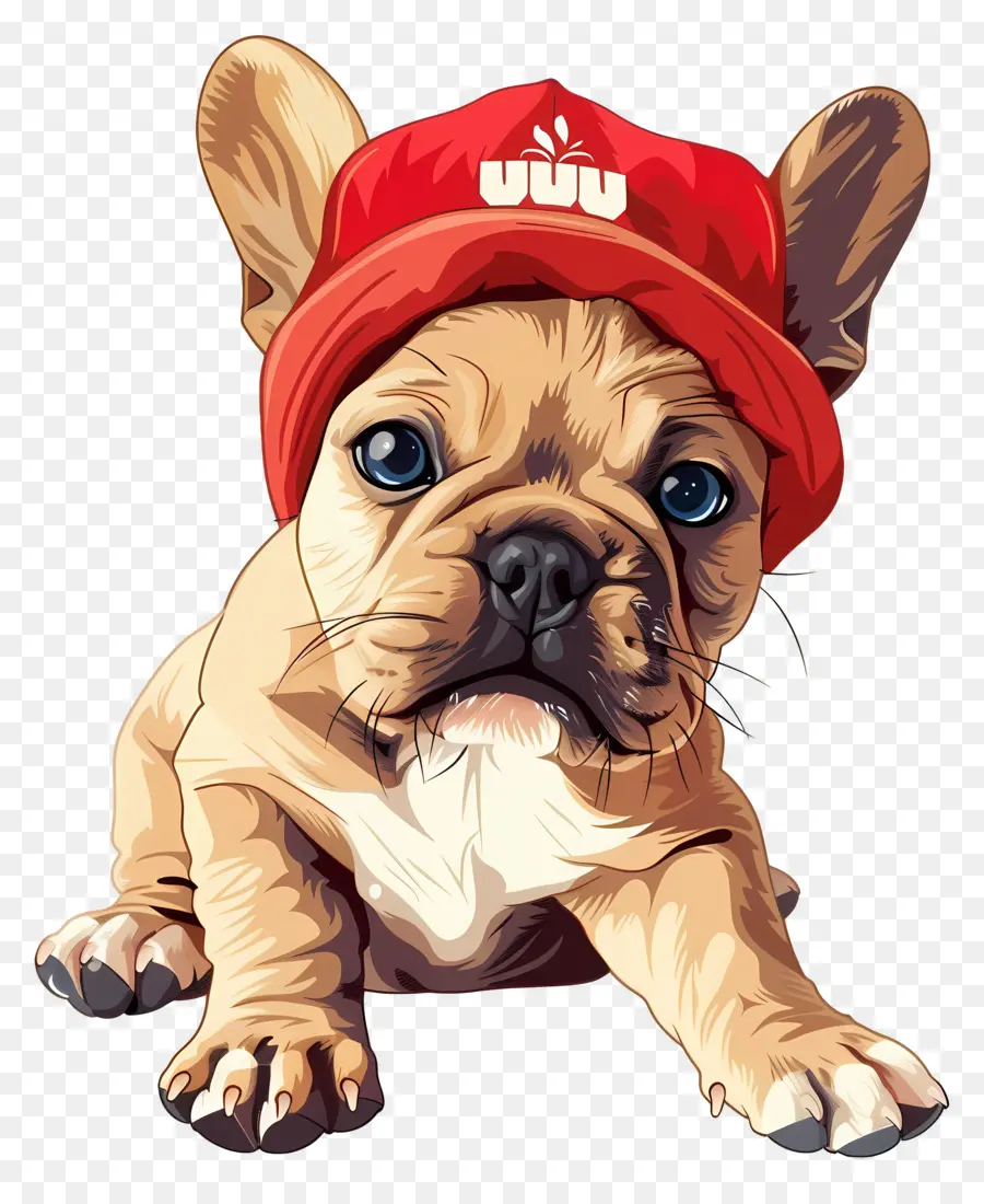 bulldog francese - Cucciolo di bulldog francese in rosso, 