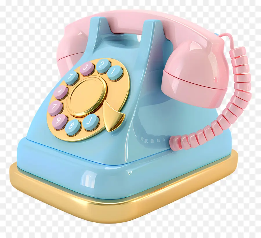 telefono vintage telefono insolito design curvo corpo azzurro - Telefono vintage con un unico design blu e oro
