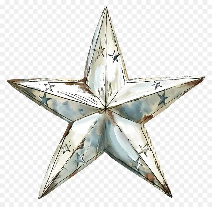 Ngôi sao thẩm mỹ ngôi sao kim loại kim loại trang trí kim loại mịn bề mặt - Ngôi sao kim loại bạc với bề mặt bóng