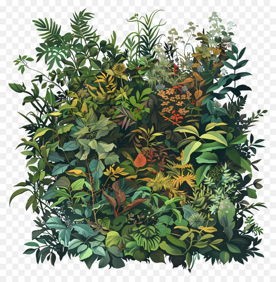 Vegetationsbedeckung Dschungel Tropical Greeny Nature - Üppiger, grüner Dschungel mit roten Blumen