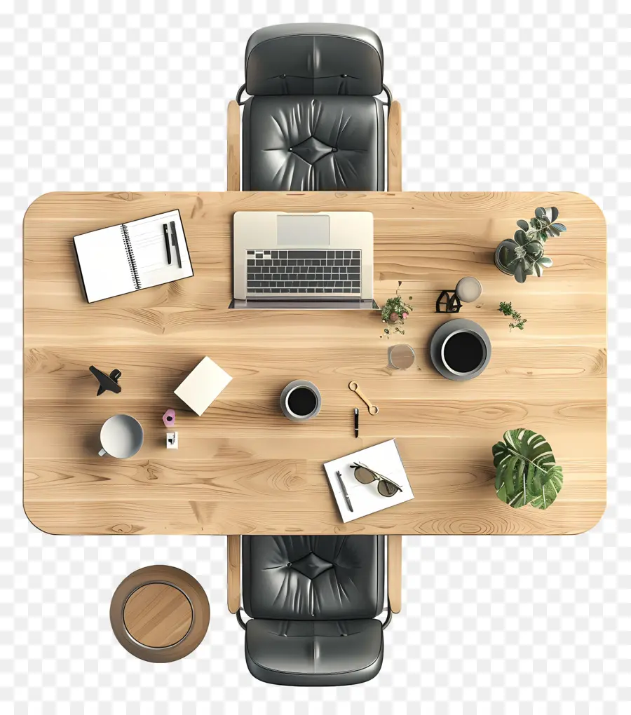 tazza di caffè - Scrivania in legno con forniture per ufficio e laptop