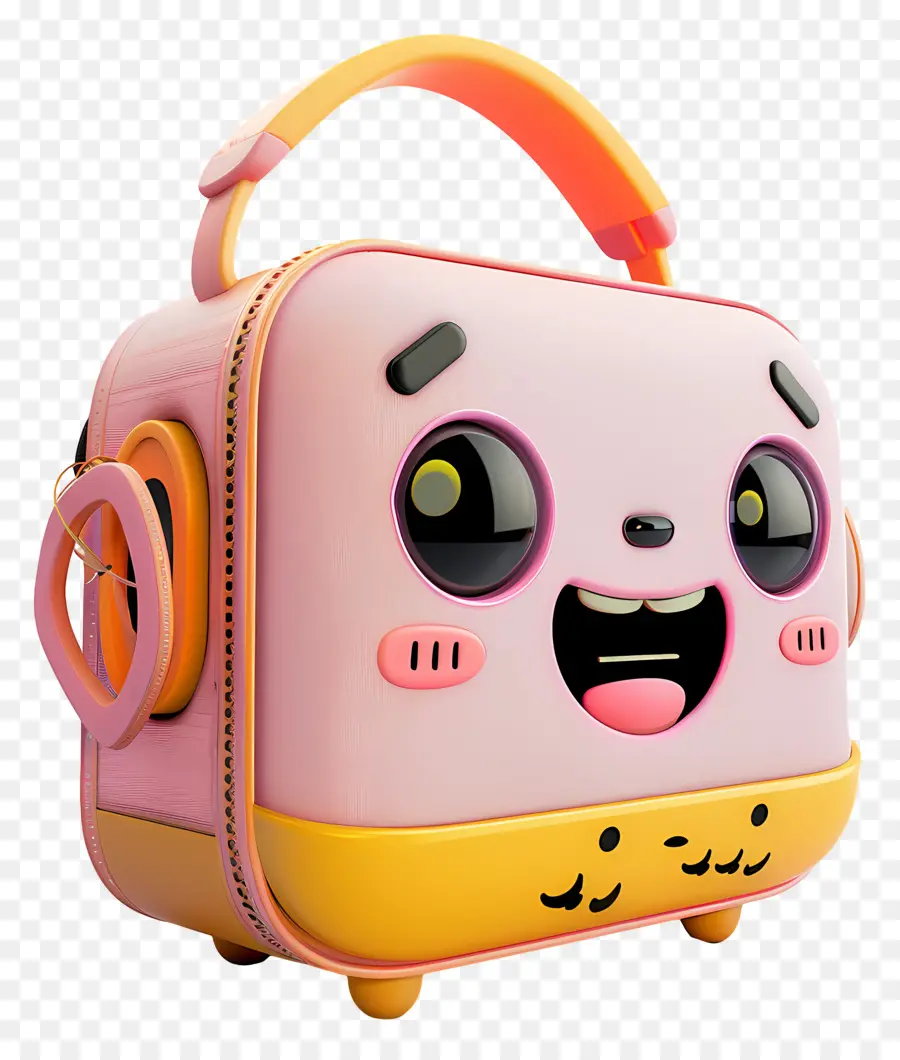 Backpack del personaggio dei cartoni animati per altoparlanti bluetooth zaino rosa e giallo zaino felice zaino rotondo a forma di round - Zaino di cartone animato rosa e giallo allegro