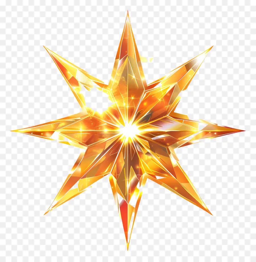 leuchtender Stern - Goldene Metallsonne mit feurigen Strahlen symbolisiert das Leben