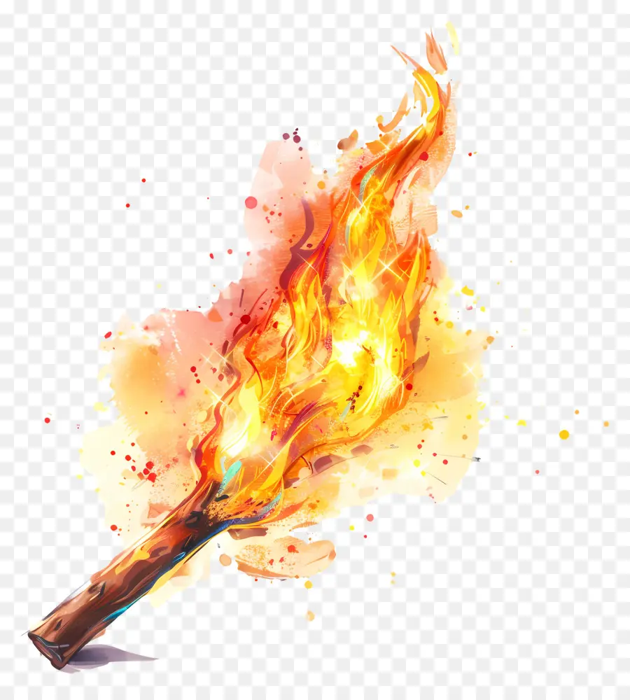 trái cam - Minh họa ngọn lửa vẽ tay đầy màu sắc