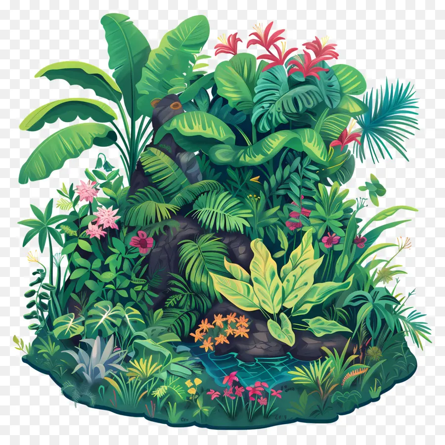 palme - Scena della giungla lussureggiante con flusso chiaro