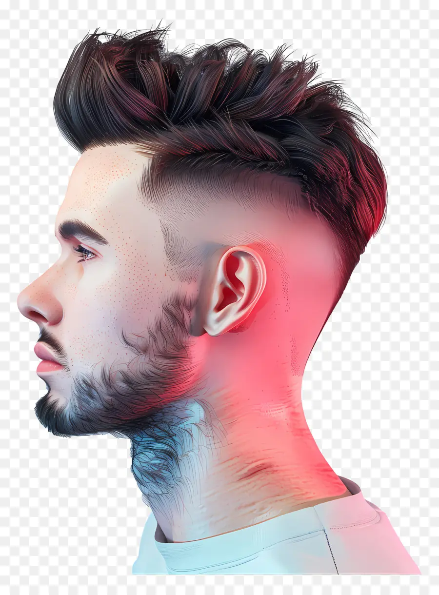 Mid Fade Haircut Herren Mode Buzz geschnittenen Kurzbart -Hemd mit Bart - 3D -digitales Porträt des Mannes mit Buzz Cut