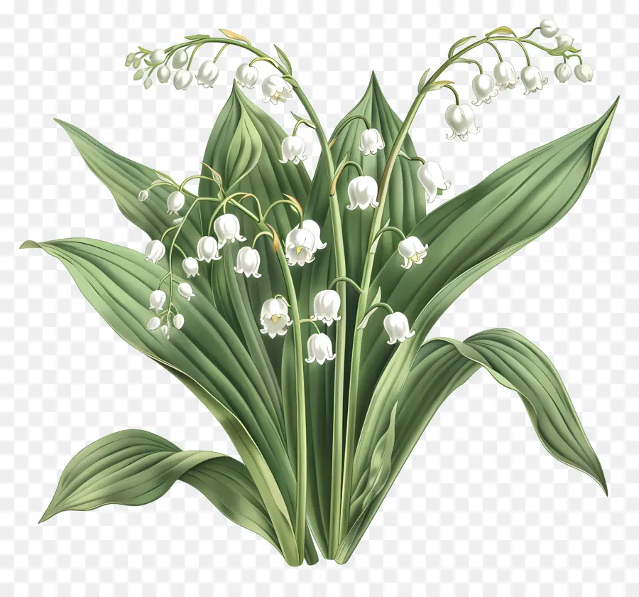 Lilie der Tallilie der Talblumen weiße Blütenblätter grüne Zentren - Gruppe von weißen Lilien der Talblumen