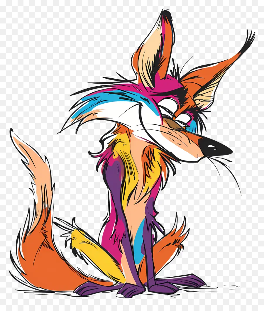 Coyote Fox Illustration Disegno per animali artistici digitali colorati - Volpe colorate che indossano camicia e occhiali da sole