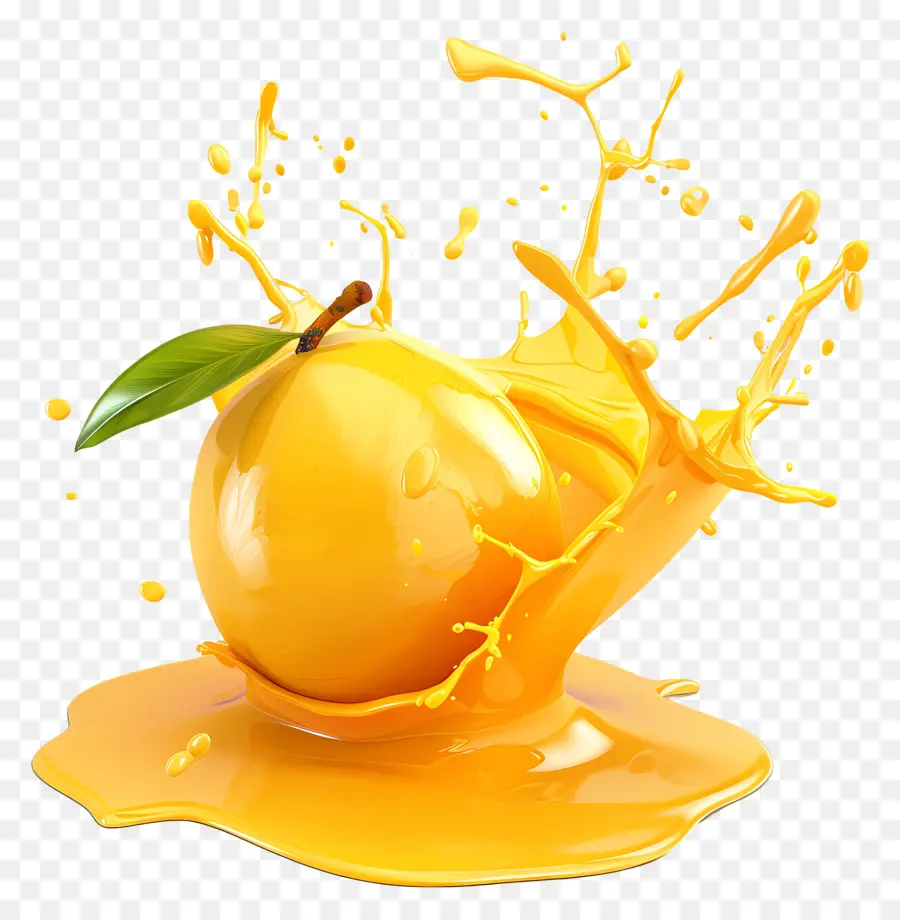 verde foglia - La frutta arancione cade in succo d'arancia splash