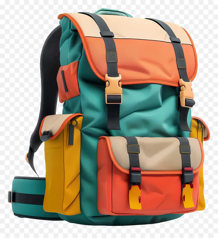 Orange - Mehrkompartiment-Rucksack mit lebendigem Farbschema