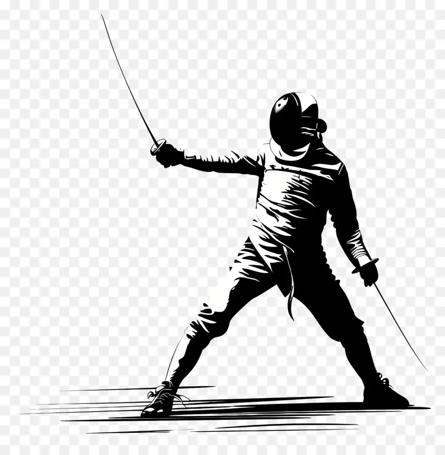 Fechten Mann Silhouette Fechten Schwert Silhouette Duell - Fechter in Aktion, mit Schwert schlägt