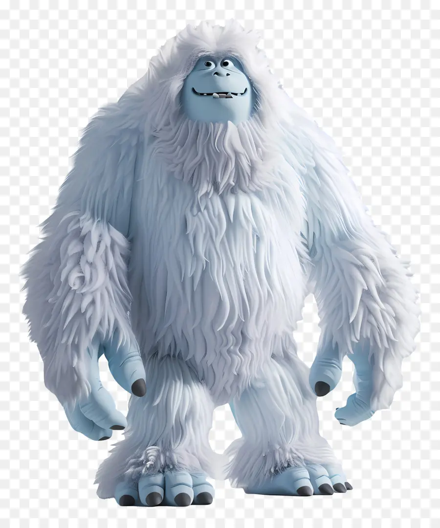 Personaggio di peluche di peluche Yeti White Blue Outfit - Peluche giocattolo di carattere animato peloso bianco