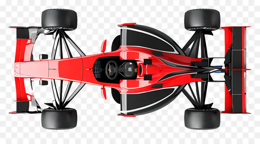 Auto da corsa Top View Racing Car Red and Black Car Spoiler Motore - Auto da corsa rossa e nera con spoiler
