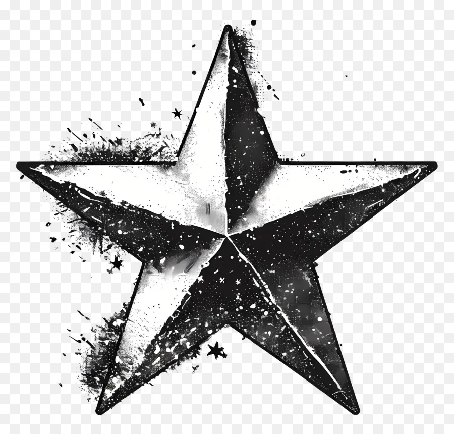 Ästhetischer Sternschwarz -Weiß -Sternfarbe Splatters Bewegung - Schwarz -Weiß -Stern mit Farbe Spritzer